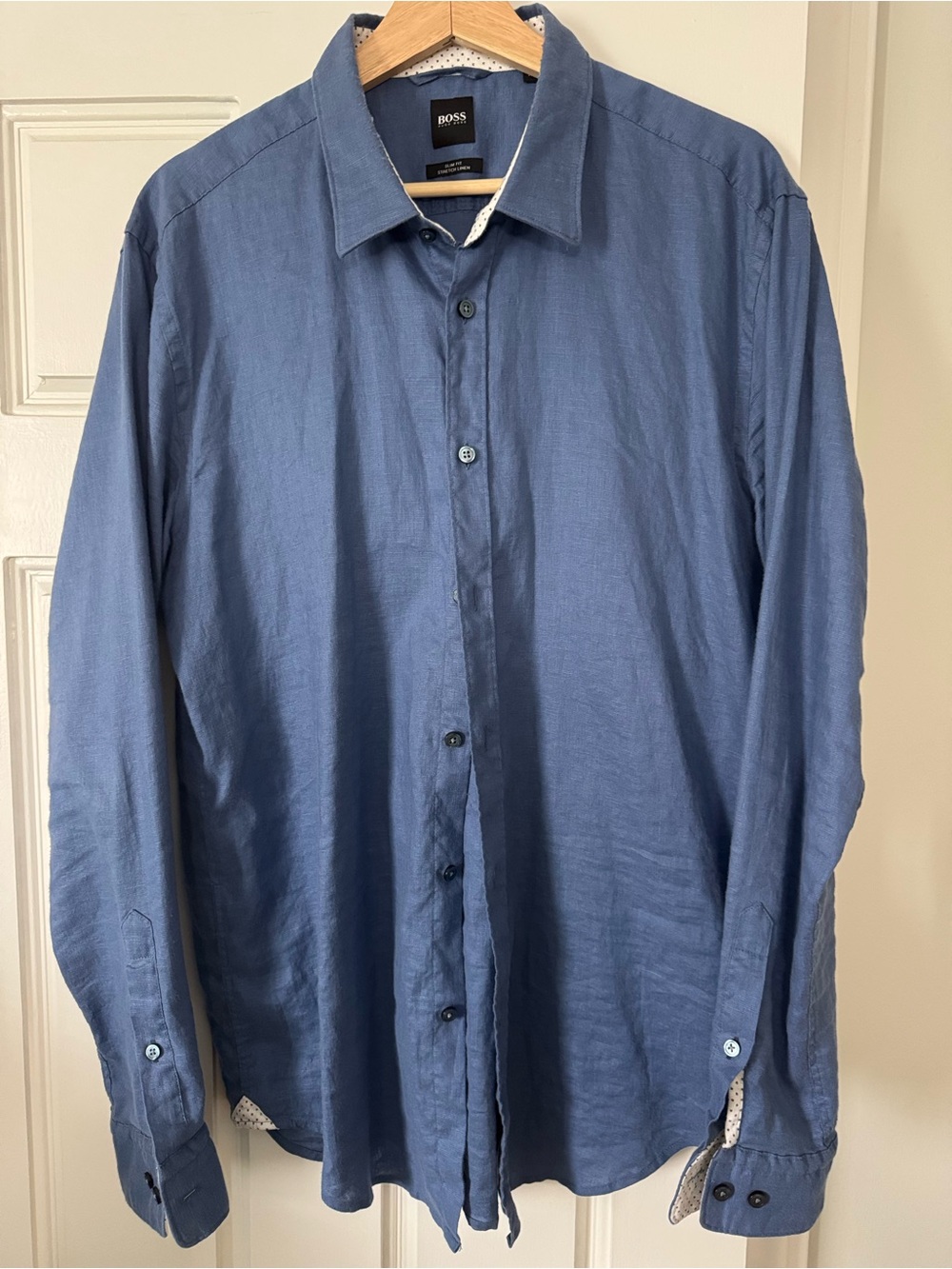 Hugo Boss Men's Slate Blue Button-Down Dress Shirt